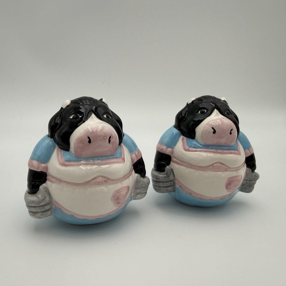 Vintage Milk Carton and Cow Salt And Pepper Shakers Set Anthropomorhic 1990s